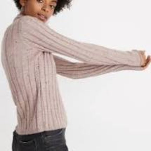Madewell Donegal Ian Blush Pink Ribbed Sweater - Picture 2 of 9
